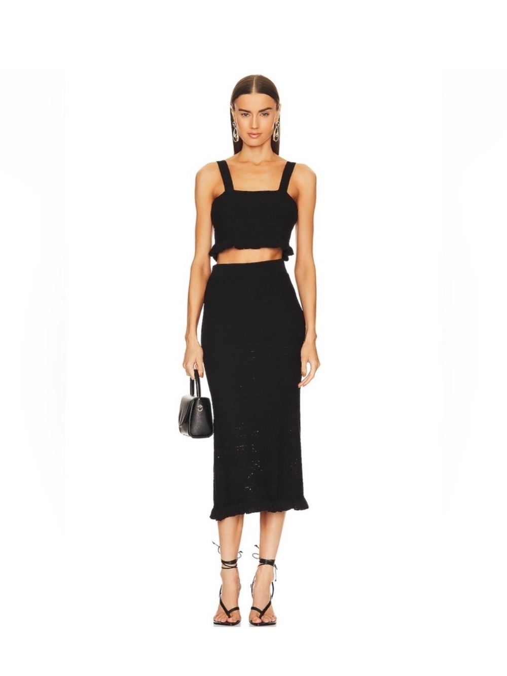Karina Grimaldi Black Knit Midi Pencil Skirt